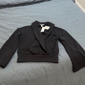 Spanx Air Essentials Black Cropped Wrap Top